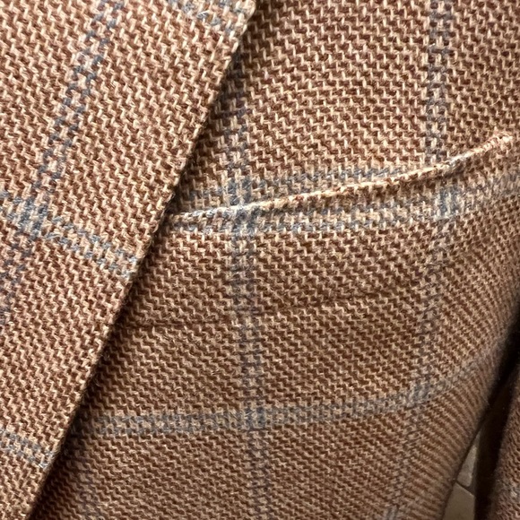 Custom Bespoke 100% Cashmere Windowpane Sport Coat Blazer Jacket Tan Men 42S - Picture 5 of 15